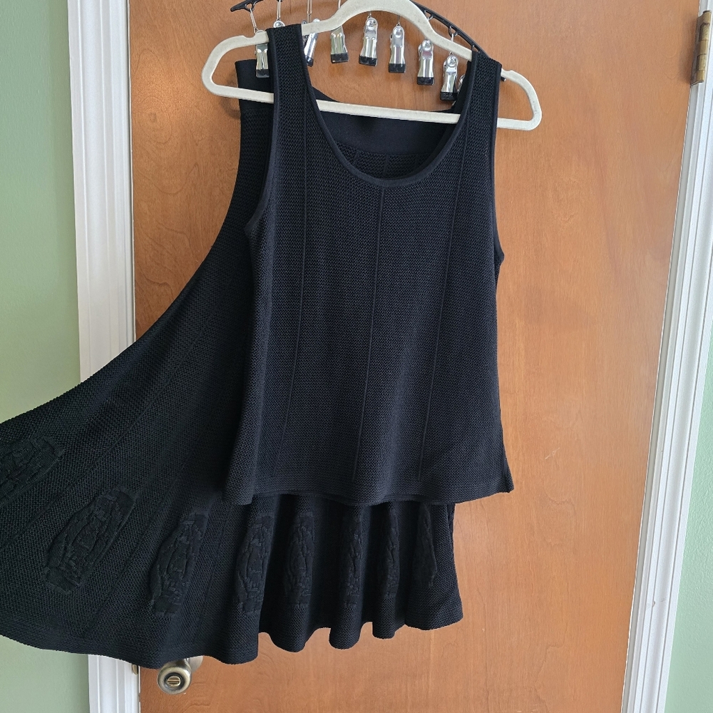 Luxury Italian Embroidered Skirt Set Strong Black Small